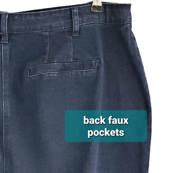 Eloquii Elements Denim Skirt Size 20 Blue Button-Front Pockets Side Slit - Picture 5 of 7